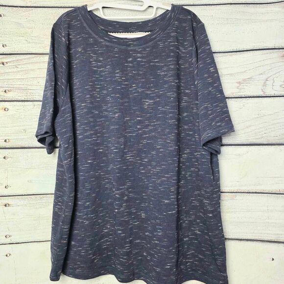 CJ Banks Navy Relaxed Restyled Tee Top 2X NWT - Picture 1 of 7